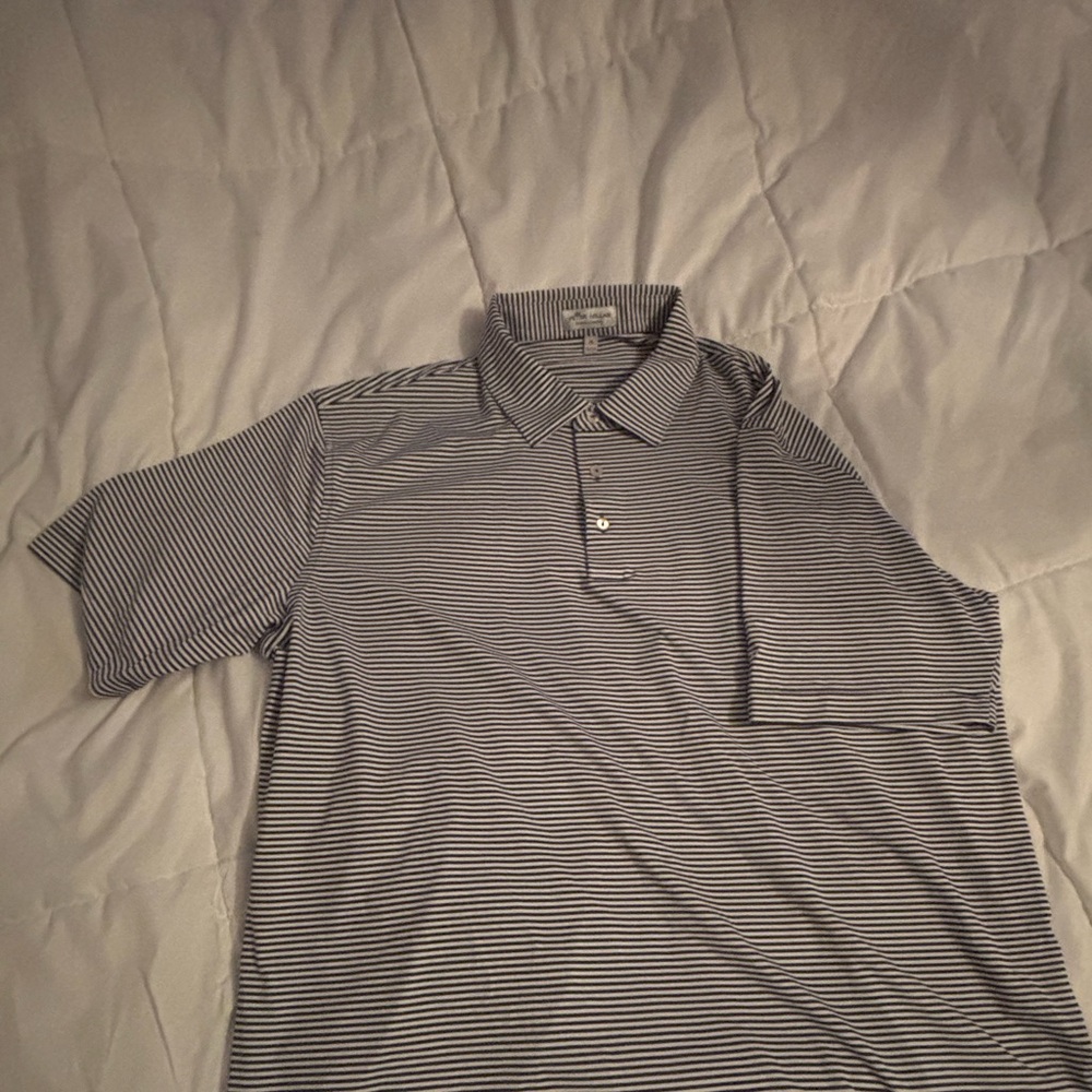 Peter Millar Navy and White Striped Polo Shirt